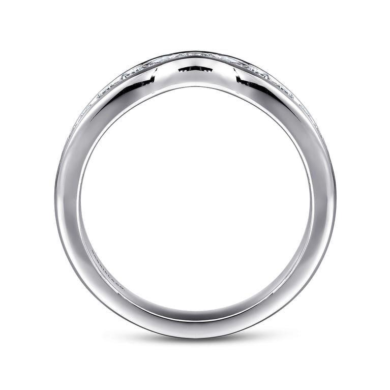 Curved Wedding Ring in 14k White Gold with Round Natural Diamond at Gabriel & Co. - Shot 2