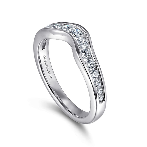 Chartres - Curved 14K White Gold Channel Set Diamond Wedding Band - 0.5 ct - Shot 3