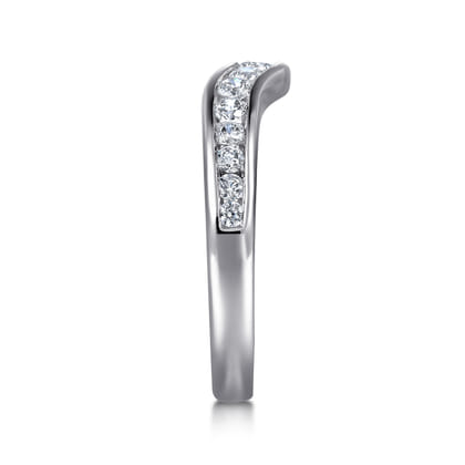 Chartres - Curved 14K White Gold Channel Set Diamond Wedding Band