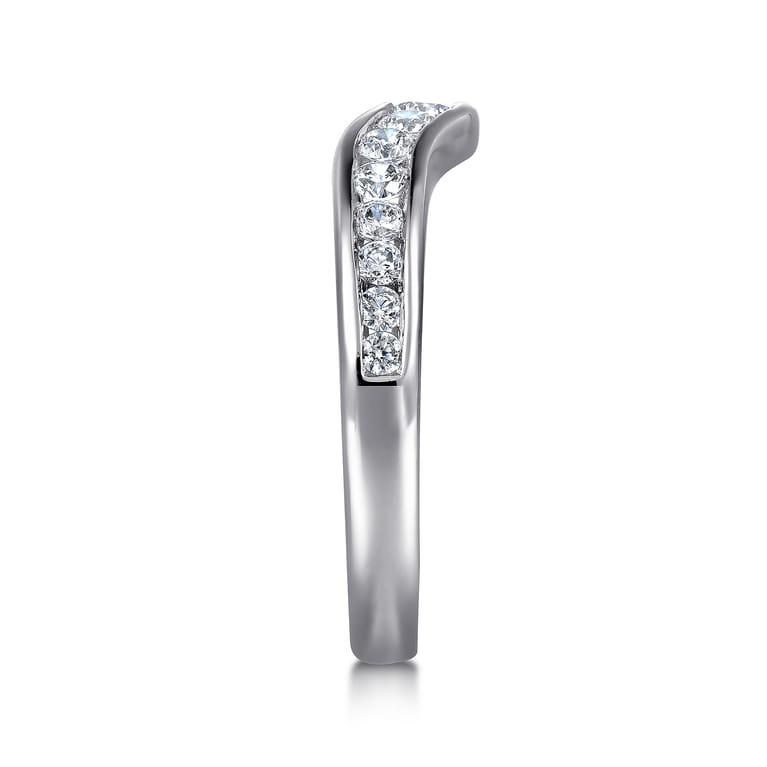 Curved Wedding Ring in 14k White Gold with Round Natural Diamond at Gabriel & Co. - Shot 4