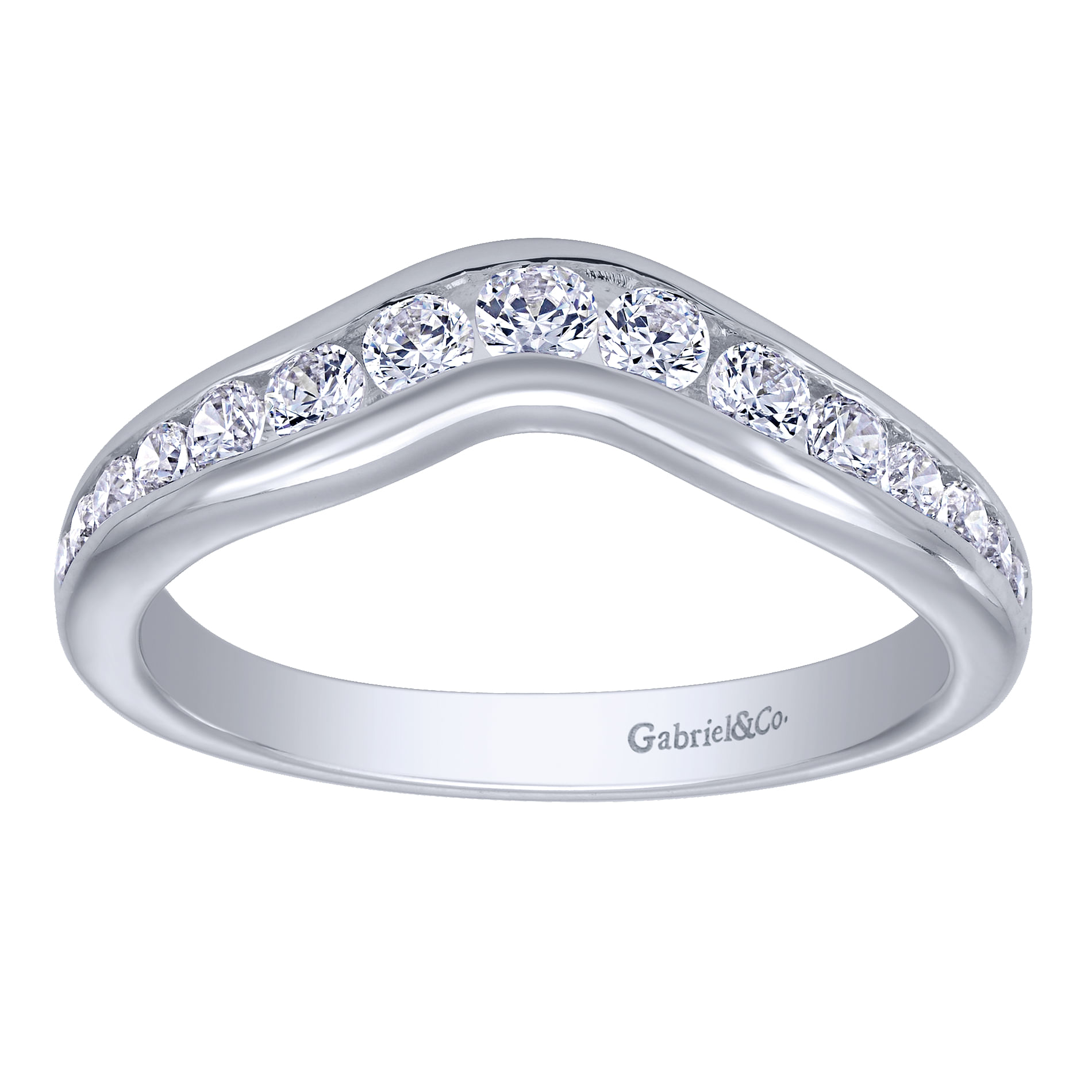 Chartres - Curved 14K White Gold Channel Set Diamond Wedding Band