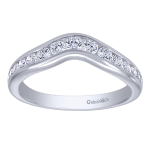 Chartres - Curved 14K White Gold Channel Set Diamond Wedding Band