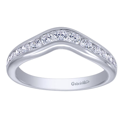 Chartres - Curved 14K White Gold Channel Set Diamond Wedding Band