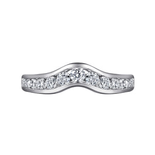 Chartres - Curved 14K White Gold Channel Set Diamond Wedding Band