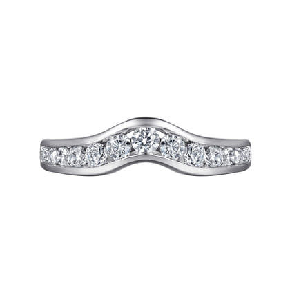 Chartres - Curved 14K White Gold Channel Set Diamond Wedding Band
