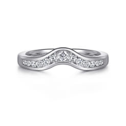 Chartres - Curved 14K White Gold Channel Set Diamond Wedding Band