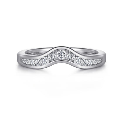 Chartres - Curved 14K White Gold Channel Set Diamond Wedding Band