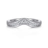 Curved Wedding Ring in 14k White Gold with Round Natural Diamond at Gabriel & Co.