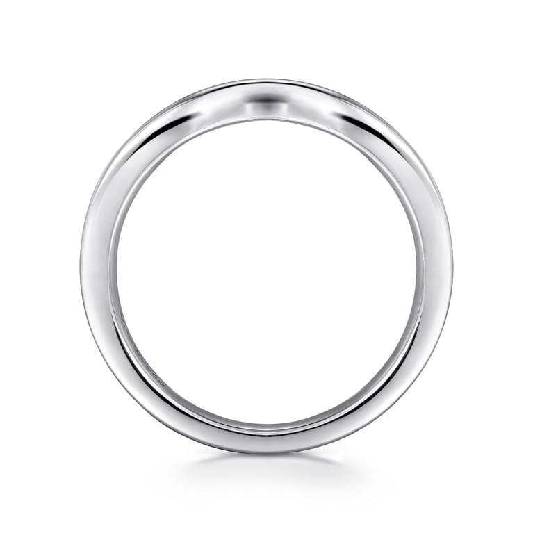 Curved Wedding Ring in 14k White Gold with Round Natural Diamond at Gabriel & Co. - Shot 2