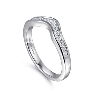 Chartres - Curved 14K White Gold Channel Set Diamond Wedding Band