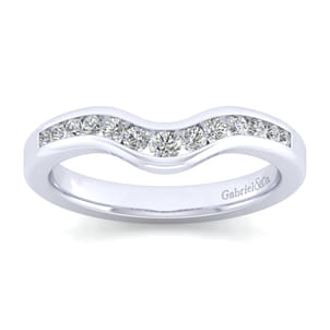 Chartres - Curved 14K White Gold Channel Set Diamond Wedding Band