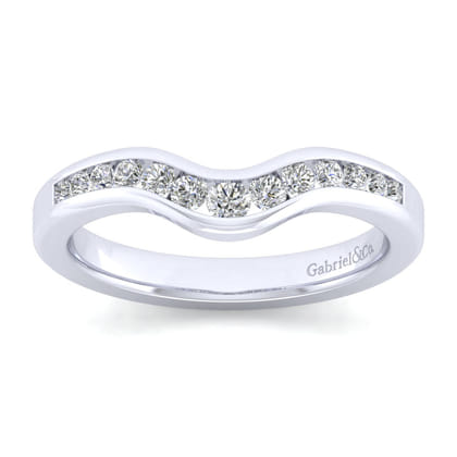 Chartres - Curved 14K White Gold Channel Set Diamond Wedding Band