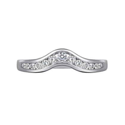 Chartres - Curved 14K White Gold Channel Set Diamond Wedding Band