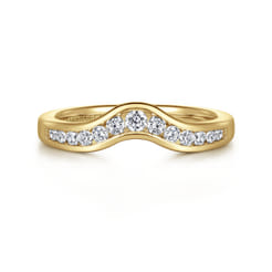 Chartres - Curved 14K Yellow Gold Channel Set Diamond Wedding Band