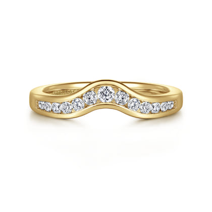 Chartres - Curved 14K Yellow Gold Channel Set Diamond Wedding Band