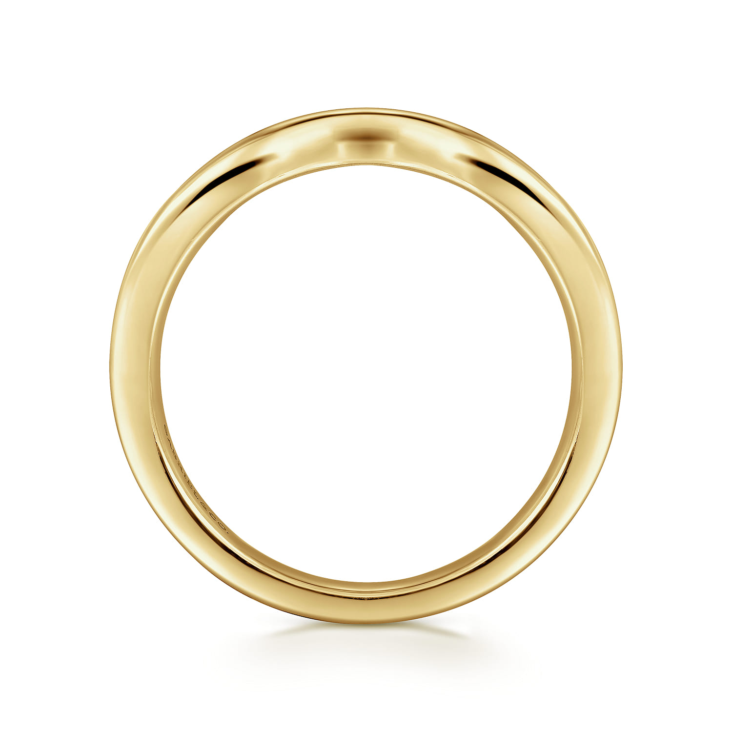 Curved Wedding Ring in 14k Yellow Gold with Round  at Gabriel & Co. - Shot 2