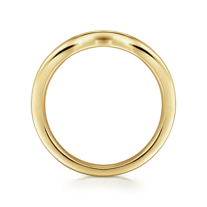 Chartres - Curved 14K Yellow Gold Channel Set Diamond Wedding Band