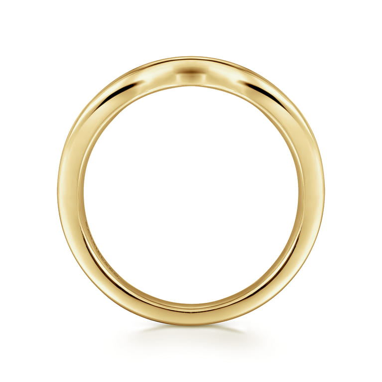 Curved Wedding Ring in 14k Yellow Gold with Round  at Gabriel & Co. - Shot 2