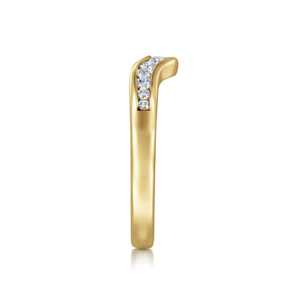 Chartres - Curved 14K Yellow Gold Channel Set Diamond Wedding Band