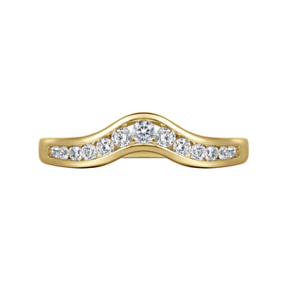 Chartres - Curved 14K Yellow Gold Channel Set Diamond Wedding Band