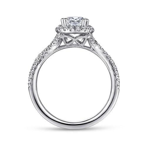 Chatham - 14K White Gold Pear Shape Halo Diamond Engagement Ring - 0.42 ct - Shot 2