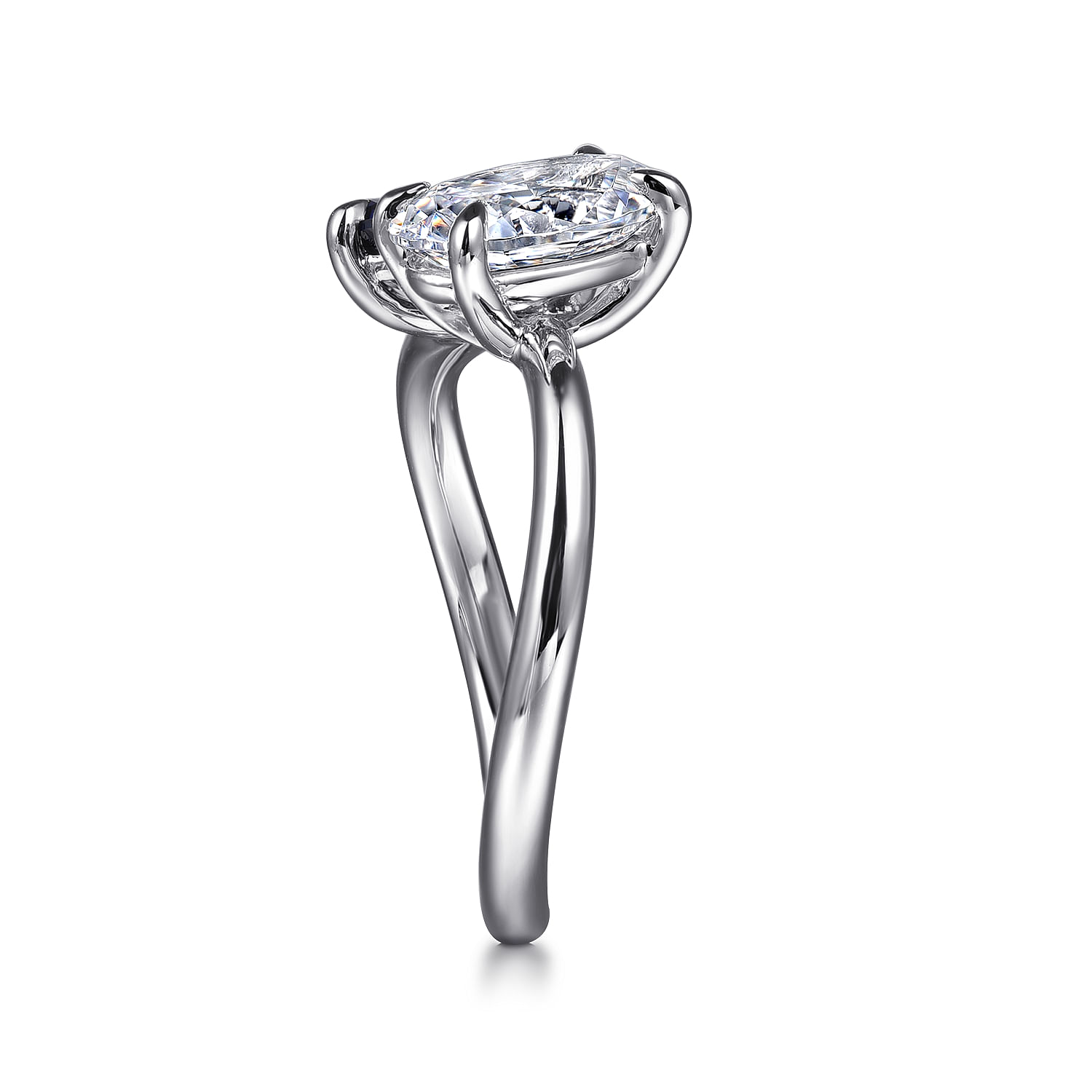 Cherish - 14K White Gold Toi et Moi Oval Sapphire and Diamond Engagement Ring