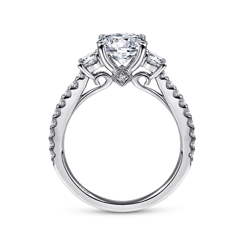 Cherize - 14K White Gold Round Three Stone Diamond Engagement Ring - 0.47 ct - Shot 2