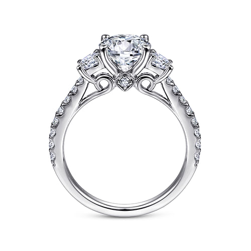 Cherize - 14K White Gold Round Three Stone Diamond Engagement Ring - 0.61 ct - Shot 2