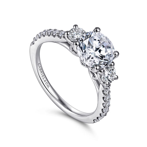 Cherize - 14K White Gold Round Three Stone Diamond Engagement Ring - 0.61 ct - Shot 3