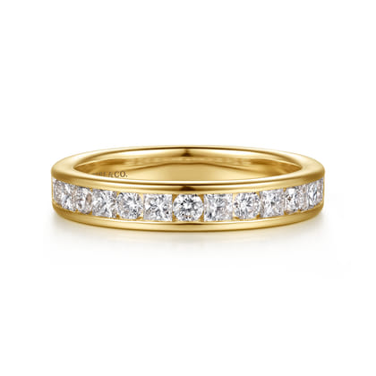 Chloé - 14K Yellow Gold Channel Setting Princess Cut and Round Diamond Anniversary Band