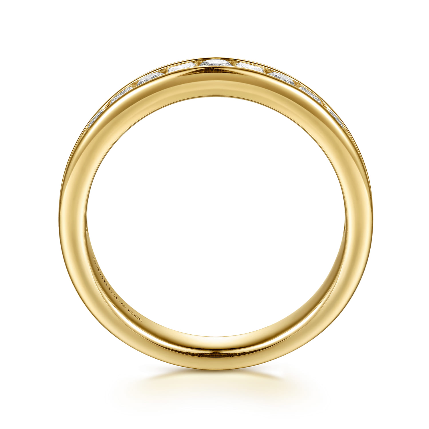 Straight Wedding Ring in 14k Yellow Gold with Princess Cut Natural Diamond at Gabriel & Co. - Shot 2