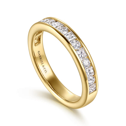 Chloé - 14K Yellow Gold Channel Setting Princess Cut and Round Diamond Anniversary Band