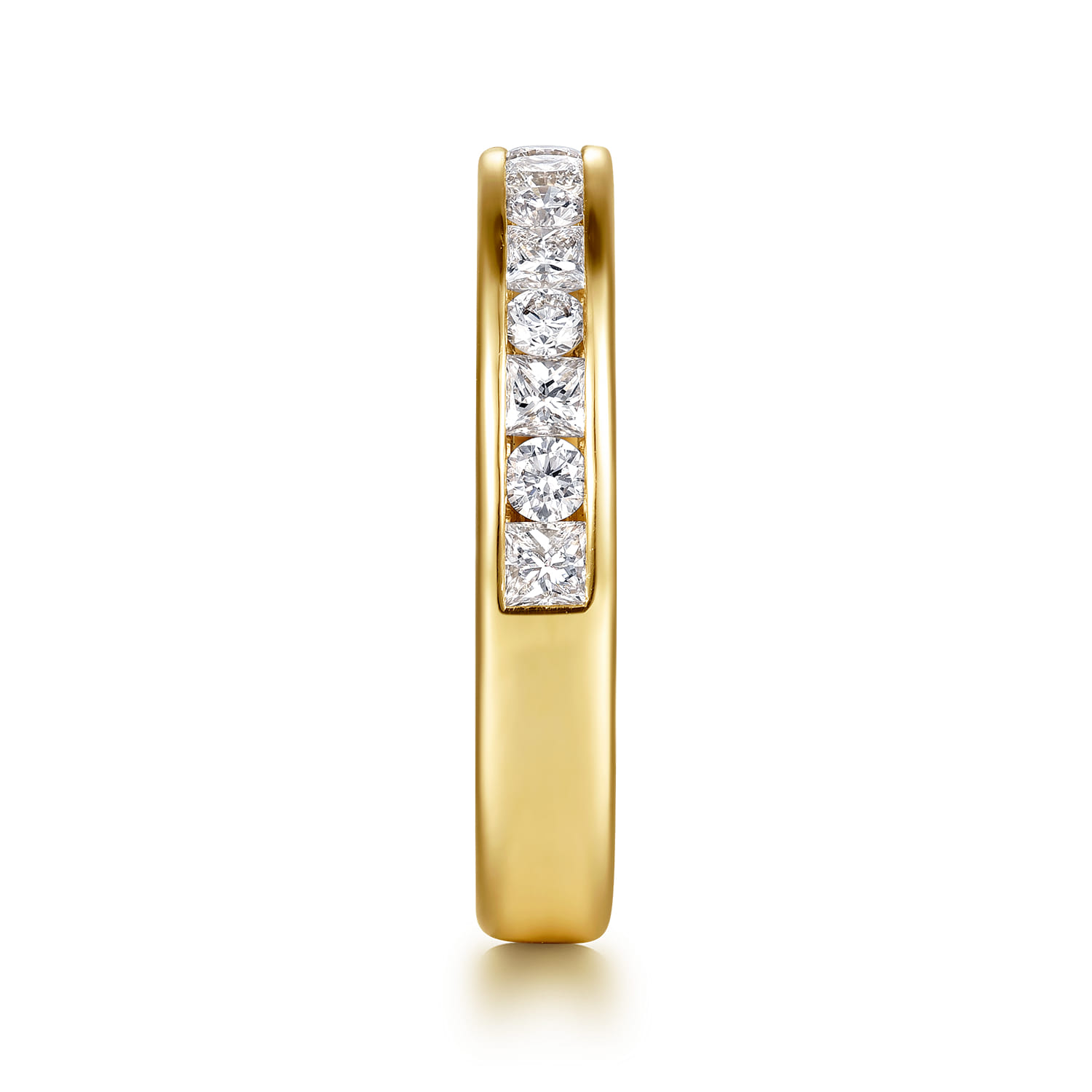Straight Wedding Ring in 14k Yellow Gold with Princess Cut Natural Diamond at Gabriel & Co. - Shot 4