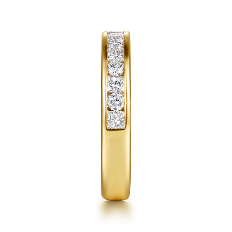 Straight Wedding Ring in 14k Yellow Gold with Princess Cut Natural Diamond at Gabriel & Co. - Shot 4