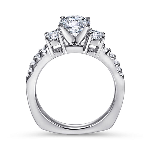 Chloe - 14K White Gold Round Three Stone Diamond Engagement Ring - 0.52 ct - Shot 2