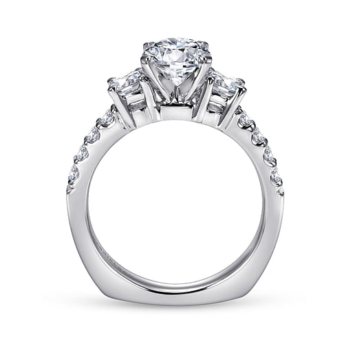 Chloe - 14K White Gold Round Three Stone Diamond Engagement Ring - 0.83 ct - Shot 2
