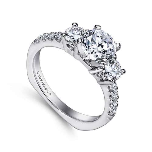 Chloe - 14K White Gold Round Three Stone Diamond Engagement Ring - 0.83 ct - Shot 3