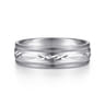 Christopher - 14K White 6mm - Engraved Men's Wedding Band in Satin Finish