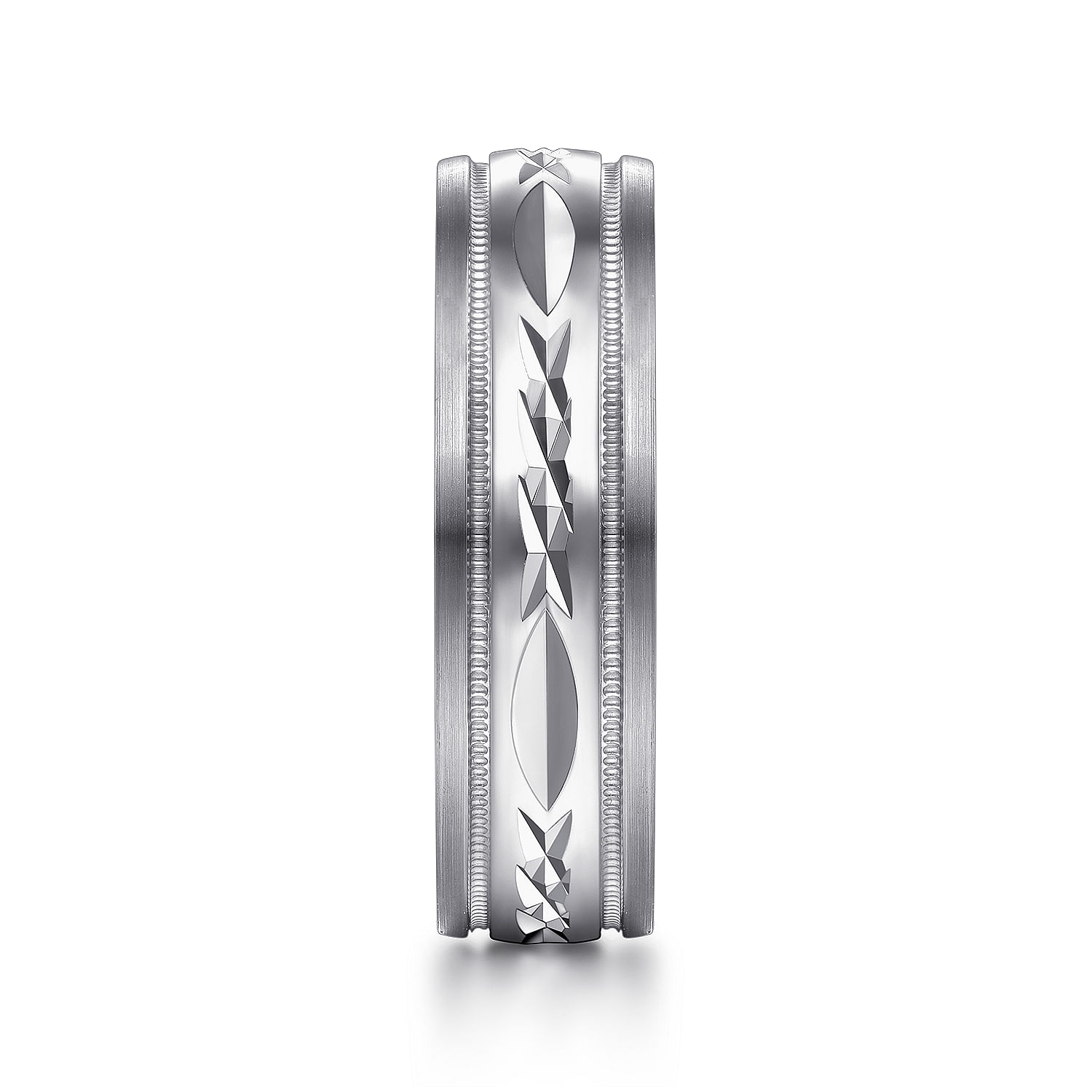 Christopher - 14K White 6mm - Engraved Men's Wedding Band in Satin Finish