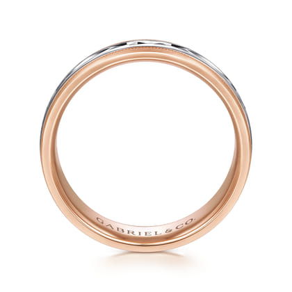 Christopher - 14K White-Rose 6mm - Engraved Men's Wedding Band in Satin Finish