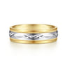 Christopher - 14K White-Yellow 6mm - Engraved Men's Wedding Band in Satin Finish