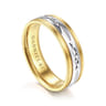 Christopher - 14K White-Yellow 6mm - Engraved Men's Wedding Band in Satin Finish
