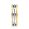 Christopher - 14K White-Yellow 6mm - Engraved Men's Wedding Band in Satin Finish