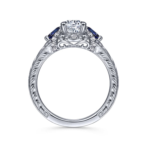 Chrystie - 14K White Gold Oval Sapphire and Diamond Engagement Ring - 0.21 ct - Shot 2