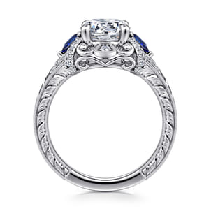 Chrystie - 14K White Gold Round Sapphire and Diamond Engagement Ring