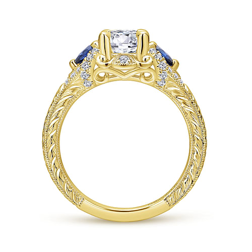 Chrystie - 14K Yellow Gold Round Sapphire and Diamond Engagement Ring - 0.21 ct - Shot 2
