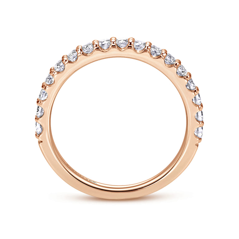 Straight Wedding Ring in 14k Rose Gold with Round Natural Diamond at Gabriel & Co. - Shot 2