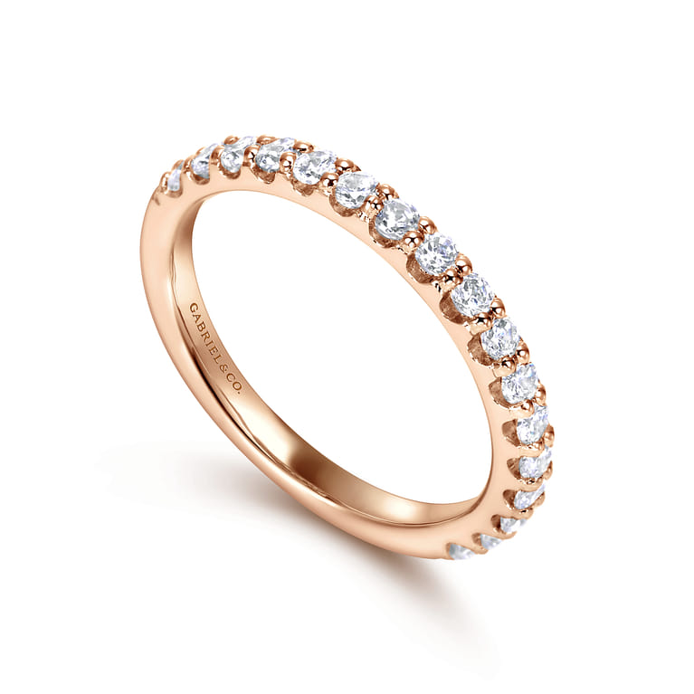 Straight Wedding Ring in 14k Rose Gold with Round Natural Diamond at Gabriel & Co. - Shot 3