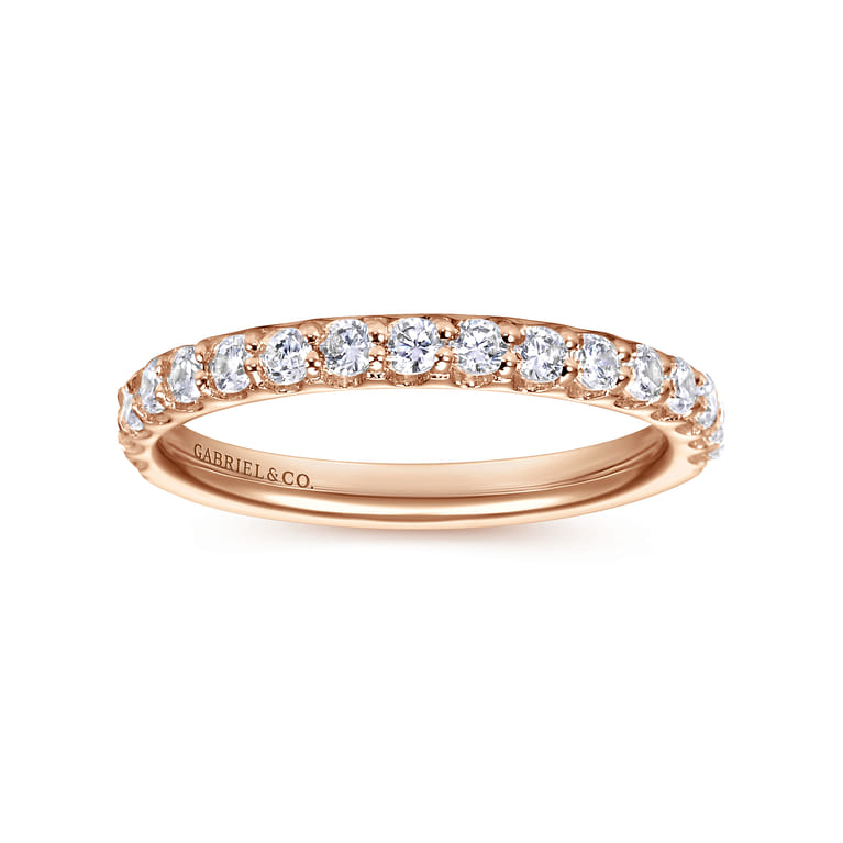 Straight Wedding Ring in 14k Rose Gold with Round Natural Diamond at Gabriel & Co. - Shot 4