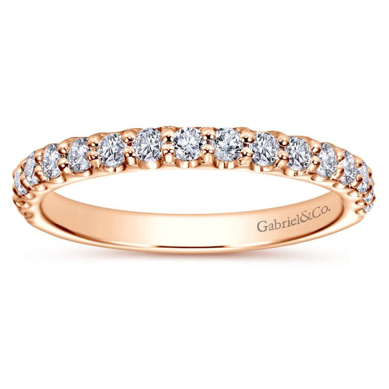 Straight Wedding Ring in 14k Rose Gold with Round Natural Diamond at Gabriel & Co. - Shot 5